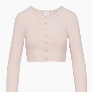 aritzia pink cropped cardigan